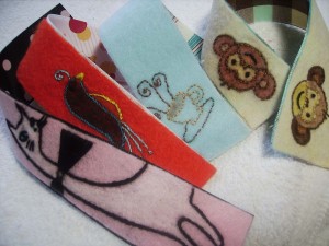 Embroidered Felt Bookmarks With Grossgrain Ribbon